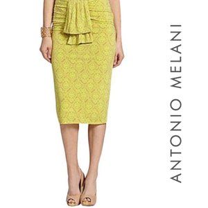 ANTONIO MELANI Lime Yellow Pencil Skirt